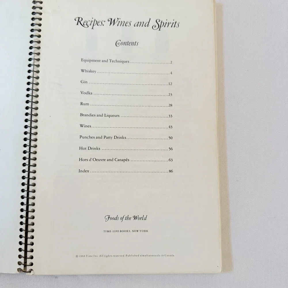 Time Life Foods Of The World Wine And Spirits Cookbook Spiral 1968 Vintage